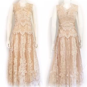 BOHO WEDDING dress, blush beige lace wedding gown